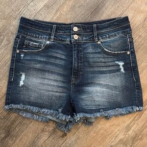 KanCan Women’s Size 29 Distressed‎ Jean Shorts Raw Frayed Hem Double Waist